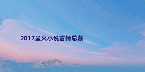2017最火小说言情总裁