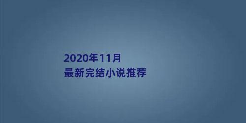 2020年11月最新完结小说推荐