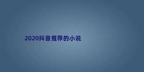 2020抖音推荐的小说