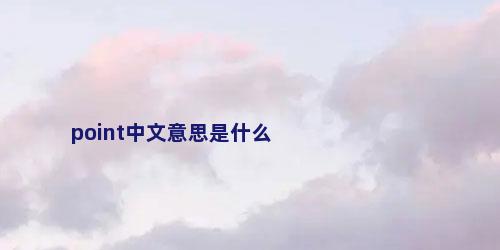 point中文意思是什么