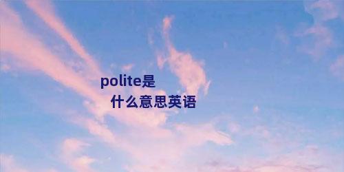 polite是什么意思英语