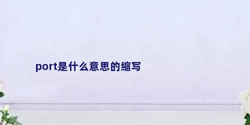 port是什么意思的缩写
