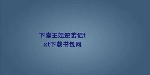 下堂王妃逆袭记txt下载书包网