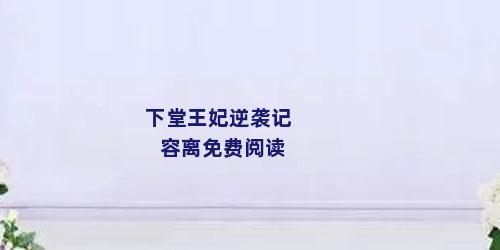 下堂王妃逆袭记容离免费阅读