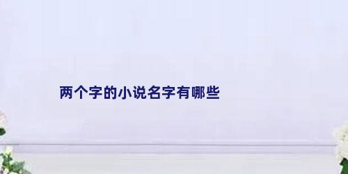 两个字的小说名字有哪些