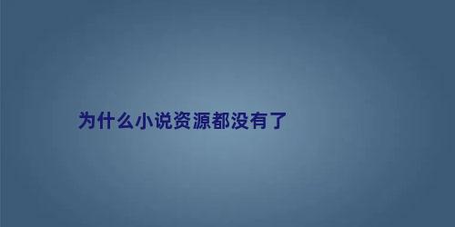 为什么小说资源都没有了