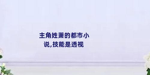 主角姓萧的都市小说,技能是透视