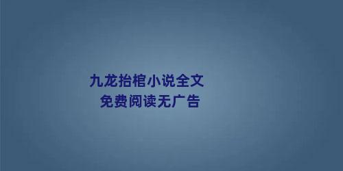 九龙抬棺小说全文免费阅读无广告
