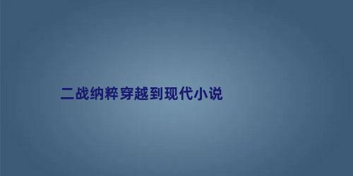 二战纳粹穿越到现代小说