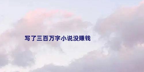写了三百万字小说没赚钱