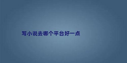 写小说去哪个平台好一点