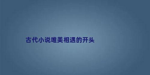 古代小说唯美相遇的开头