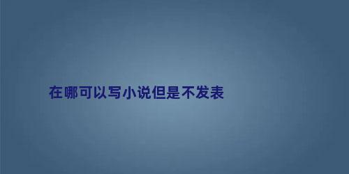 在哪可以写小说但是不发表