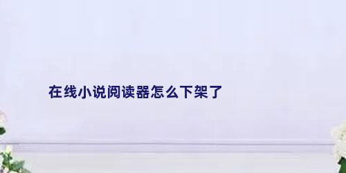 在线小说阅读器怎么下架了