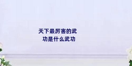 天下最厉害的武功是什么武功