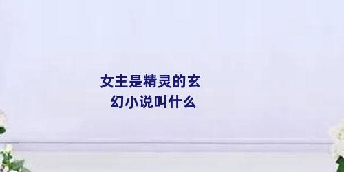 女主是精灵的玄幻小说叫什么