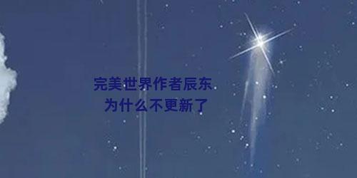 完美世界作者辰东为什么不更新了