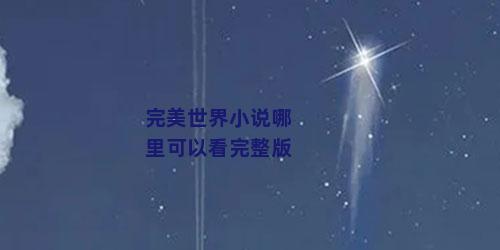 完美世界小说哪里可以看完整版