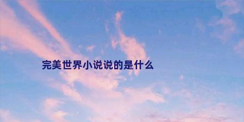 完美世界小说说的是什么