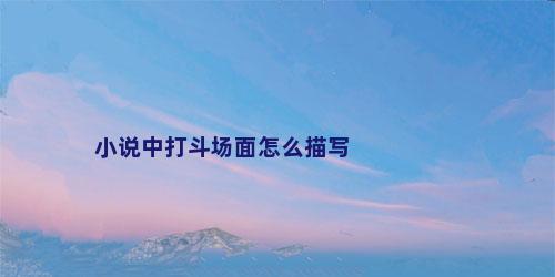 小说中打斗场面怎么描写