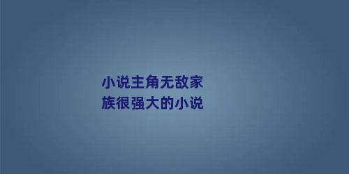 小说主角无敌家族很强大的小说