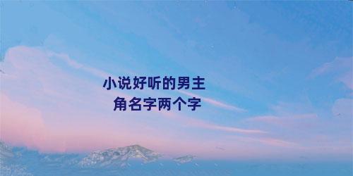 小说好听的男主角名字两个字