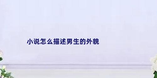 小说怎么描述男生的外貌