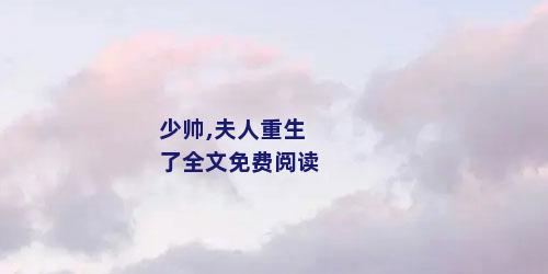 少帅,夫人重生了全文免费阅读