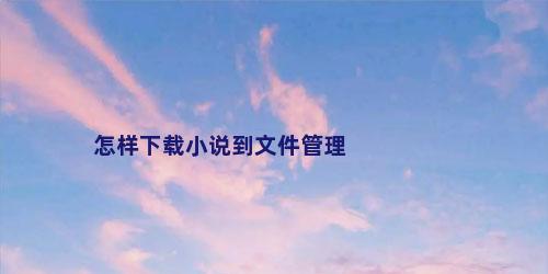 怎样下载小说到文件管理