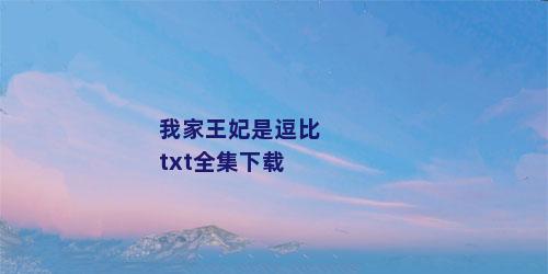 我家王妃是逗比txt全集下载
