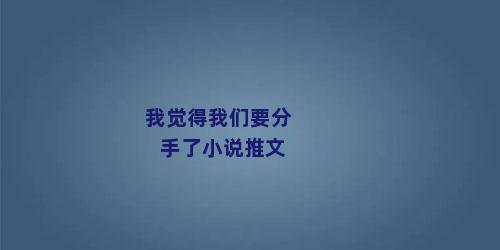 我觉得我们要分手了小说推文