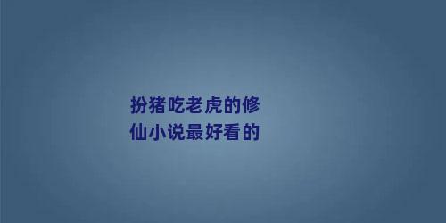 扮猪吃老虎的修仙小说最好看的