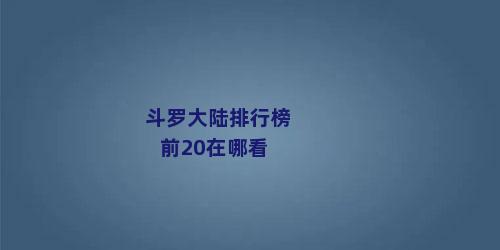 斗罗大陆排行榜前20在哪看