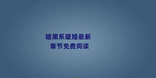 暗黑系暖婚最新章节免费阅读
