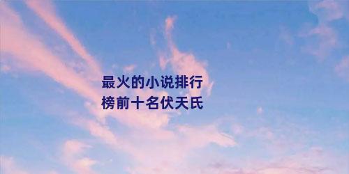 最火的小说排行榜前十名伏天氏