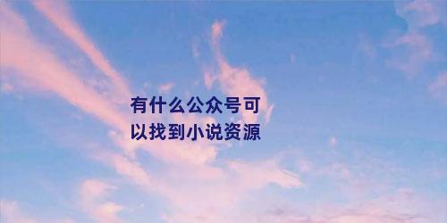 有什么公众号可以找到小说资源