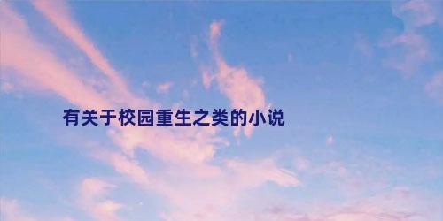 有关于校园重生之类的小说
