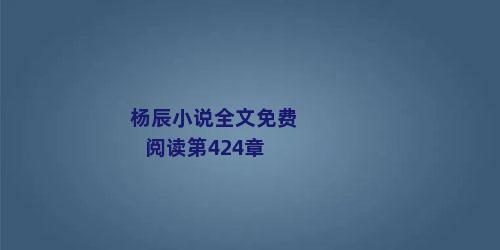 杨辰小说全文免费阅读第424章