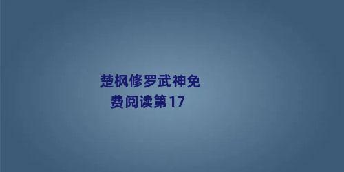 楚枫修罗武神免费阅读第17