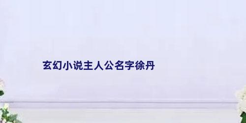 玄幻小说主人公名字徐丹