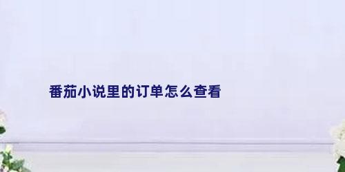 番茄小说里的订单怎么查看