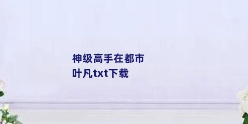 神级高手在都市叶凡txt下载