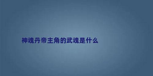 神魂丹帝主角的武魂是什么