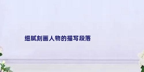 细腻刻画人物的描写段落