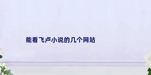 能看飞卢小说的几个网站