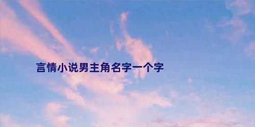 言情小说男主角名字一个字