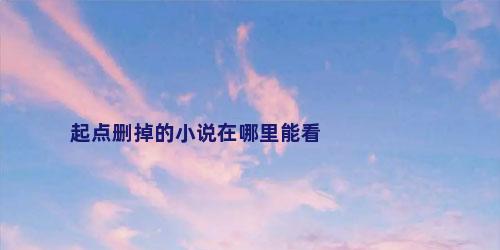 起点删掉的小说在哪里能看