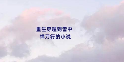 重生穿越到雪中悍刀行的小说