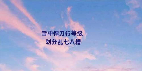 雪中悍刀行等级划分乱七八糟