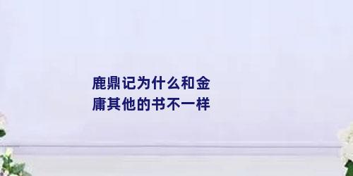 鹿鼎记为什么和金庸其他的书不一样
